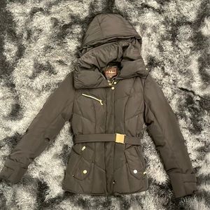 Black Cole Haan Jacket with gold zippers & trim